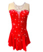 Big red figure skating show costume sleeveless skating skirt sparkling diamond girl&39s skate skirt