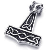 Hpolw Mens Stainless Steel 316L Black&Silver Thors Hammer Pendant Necklace18-26 inch Chain