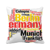 Germany City Name Map Style Illustration Square Throw Pillow Insert Cushion Cover Home Sofa Decor Gift