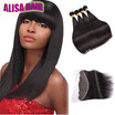 Malaysian Straight Virgin Hair Bundle Deals 4 Bundles Human Hair With Closure Ear To Ear Lace Frontal With Bundles Straight Hair