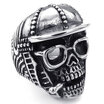 Hpolw Vintage popular Stainless Steel Baseball Cap Skull Glasses Men Smoking skeleton Ring Fashion Jewelry