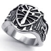 Hpolw Vintage Stainless Steel Celtic Medieval Cross Sword Shield Mens Ring Silver