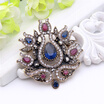 Vintage Turkish Women Tulips Brooch Pin Antique Gold Color Flower Resin Jewelry Brooches Ladies Scarf Hijab Pins Broches Bijoux