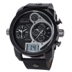 Mens Digital Time Japan Quartz Watch Dual Analog Display Outdoor Sports Watches Black V6 Brand Water Resistant Wristwatch V260