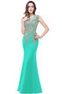 Womens Rhinestone Applique Sheer Maxi Long Evening Prom Party Dress