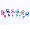 6PC hot stainless steel swimming color diamond navel ring umbilical ring perforation hip-hop girl fashion umbilical nail piercing