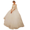 Lady Pure White Lace Removable Trailing Half Sleeves Vintage Ball Gown Bride Dress