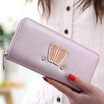 Rabbit Ears New Fashion Long Zipper Wallet PU Purse for Woman Card Holder Credit Cards Slots Design Button Phone Case