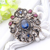 New Arrived Turkish Rhinestone Brooch Women Ethnic Flower Jewelry Antique Gold Color Multicolor Resin Brooches Broches Bijoux
