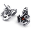 Hpolw Mens Cubic Zirconia Stainless Steel Gothic Scorpion Stud Earrings Red Silver