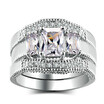 New Fashion Square Cut Cubic Zirconia White Gold Plated 3 Pieces Ring Sets Luxury Engagement Rings for Women R645