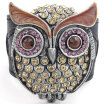 Hpolw Womens Crystal Leather Bracelet OWL Cuff Bangle Brown Purple Black