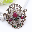 Arabesque Turkish Brooch Women Jewelry Antique Gold Color Hollow Flower Rhinestone Broches Brooches Ladies Ethnic Lapel Pins