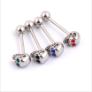 3PC Hot Stainless Steel Skull Tongue Nail Diamond Crystal Tongue Piercing for Women Girls Fashion Tongue Piercing Jewelry