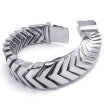 Hpolw Heavy Wide Polished Stainless Steel Bangle Arrows Biker Mens Bracelet Color Silver