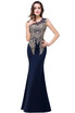 Womens Rhinestone Applique Sheer Maxi Long Evening Prom Party Dress