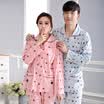 Arctic cashmere pajamas home service men&women couples pajamas little bear cotton can wear long-sleeved cardigan home clothing suit B541102011-2 male blue L