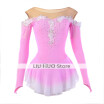 Figure Skating Dress Womens Girls Ice Skating Dress Pink Spandex Rhinestone Appliques Lace Flower High Elasticity Performance Sk