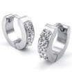 Hpolw Mens Womens Cubic Zirconia Stainless Steel Stud Huggie Hoop Earrings Set Silver