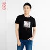 JING ZAO Short-sleeved T-shirt for men Silky Long-staple cotton Printed Comfortable Black