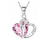 Fashion Women Heart Crystal Rhinestone Silver Chain Pendant Necklace Cheap