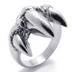 Hpolw Polished silver Stainless Steel Gothic Dragon Claw Biker Mens RingWidth18mmdurable in use