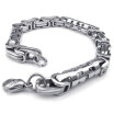 Hpolw Mens silver Stainless Steel Biker Links Lobster Clasps Bracelet&hollow beautiful design Bracelet8mm03" Length 9"