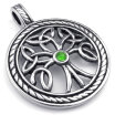 Hpolw Mens&Womens Stainless Steel Silver Tree Of Life Pendant Hollow Out Emeralds Necklace18-26 inch Chain