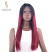 CHOCOLATE Brazilian Remy Human Hair Long Straight Wigs For Women Pre Plucked Red Straight Lace Front Wig 200 Density 18 Inch
