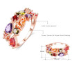 Aiyaya 18k Rose Gold Plated With Colorful Austrian Zircon Wedding Ring Bands Bijouterie Finger Ring