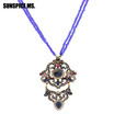 New Vintage Turkish Women Necklace Chain Seed Bead Flower Pendant Necklace Set Antique Resin Ethnic Wedding Retro Strand Jewelry