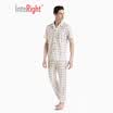 INTERIGHT home service mens mens cotton print cool short-sleeved home service suit rice white coffee letter printing AM