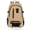 Zippered Pockets Outdoor Travel Rucksack Satchel Bag Women Canvas School Khaki Backpack