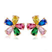 Aiyaya Fashion Jewelry Waterdrop 5 Leaf Flower Ruby PInk Emerald Sapphire Yellow Crystal Stud Earrings