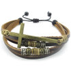 Hpolw Mens Womens Leather Rope Bracelet 7-9 inch Tribal Braided Cross Cuff Bangle Brown