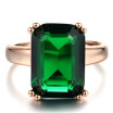 Rose Gold Color Ring Fashion Green Big Square Crystal Wedding Jewelry For Women Wholesale R700