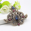 New Antique Turkish Flower Brooch Retro Gold Color Brooches Broches Crystal Woman Hijab Pins High Quality Jewelry Festival Gift
