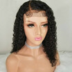 T-top Hair Long Curly Side Part Swiss Lace Virgin Human Hair Glueless Lace Front Wig With Baby Hair And Natural Hairline