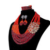 AMYNOVA Orange&Red Crystal Beaded Costume Necklace African Wedding Bridal Jewelry Set Nigerian Wedding Beads Set for Women