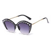 LIKEUS Fashion women Sunglasses Diamond half frame Brand Designer with Diamond Luxury women cat eye sunglasses