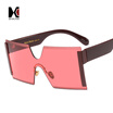 SHAUNA Oversize Half Frame Women Square Sunglasses Fashion Men Orange Yellow Lens Glasses UV400