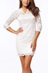 Womens Lace Dress Scalloped Neck 34 Sleeve Cocktail Dress Homecoming Dress