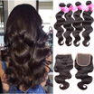 Dream Like Unprocessed Human Hair Malaysian Virgin Hair Body Wave 4 Bundles with Closure