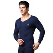 Seven wolves autumn clothing long trousers mens cotton thermal underwear set V-neck winter mens thin section bottoming cotton sweater 98146 light gray 3XL