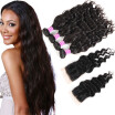 Glary Indian Virgin Hair Cheap Natural Wave Hair 8A 100 Unprocessed Human Hair Weaves 4 Bundles with Closure Natural Black