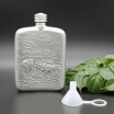 Oriental Pewter -Pewter Flask-Tin Hip Flask & Funnel Set -Hand Carved Beautiful Embossed Tin 97 Lead-Free Pewter Handmade