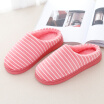 Side line winter new style cartoon stripe couples at home with half bag&warm moon cotton slippers winter cotton shoes