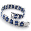 Hpolw Jewelry Stainless Steel Rubber Mens deft design Bracelet Bangle superior quality&Color Blue Silver