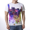Mens Round Neck Tops Geometry Colorful Print Pullover T-Shirts