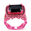 New Luxury Fashion Square Black Cubic Zirconia Pink Gold Color Ring Cocktail Rings For Women Wedding&Engagement Ring DD042